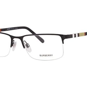 Burberry BE 1282 Black Palladium Metal Semi-Rimless Eyeglasses for Men and Women 55mm Frame Size Trendy Style Sunglasses