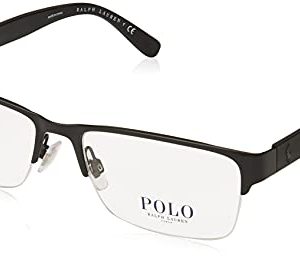 POLO RALPH LAUREN Men's PH1164 Rectangular Prescription Glasses, Matte Black Frames, Demo Lenses, 56 mm WebDriver
