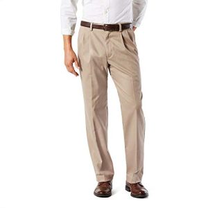 DOCKERS Men's Classic Fit Easy Khaki Pants - Pleated | Comfortable and Casual | Men | Office and Casual Wear | Stretch F