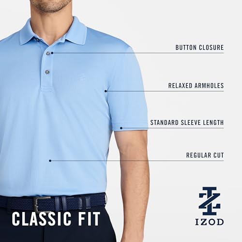 41euogymfcl 1.jpg IZOD Men's Performance Golf Polo - Moisture Wicking, Breathable Design for Golf Enthusiasts - Medium, Medium Heather Gr