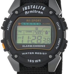 Armitron Men's Chronograph Round Gray and Black Nylon Strap Digital Watch Best Selling for Sport and Casual Wear Easy to