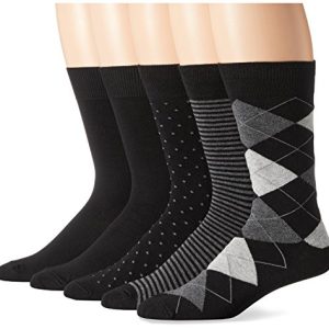 Amazon Essentials Men's Comfortable Patterned Dress Socks - Ideal Gift for Men, Formal Events & Everyday Wear - 5 Pairs